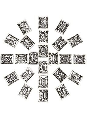Beard Bead Kit--Metal Rune Beads, Wooden Beads, Easy Beading Tool, Hair Bands